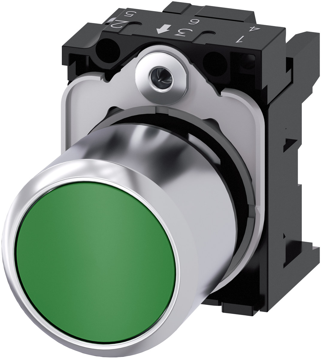 Industrial pushbutton Siemens model 3SU12500EB400AA0,  Part number 3SU12500EB400AA0